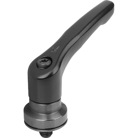 Adjustable Handle W Clamp Force Intensif Size:4 M10X30, Zinc Black Satin, Comp:Steel Black Oxidized